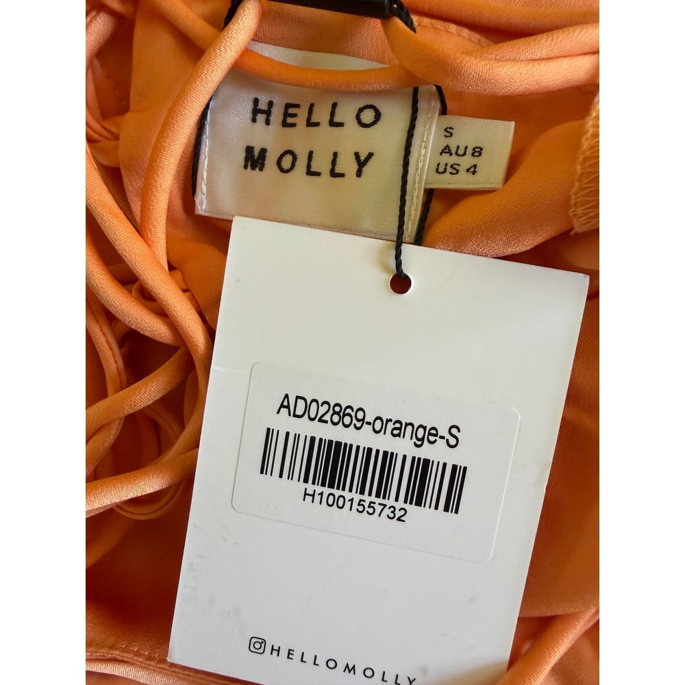 Hello Molly Golden Thoughts Orange Maxi Dress Cowl Neck Lace Up Back Size 4 - Picture 8 of 9